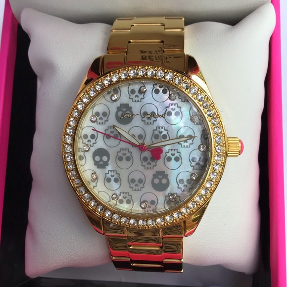 Betsey Johnson Accessories - Betsey Johnson All The Skulls Gold Watch